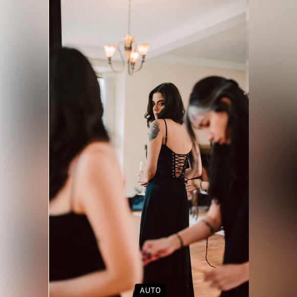 House of CB; ANABELLA BLACK LACE UP MAXI DRESS - Picture 5 of 6